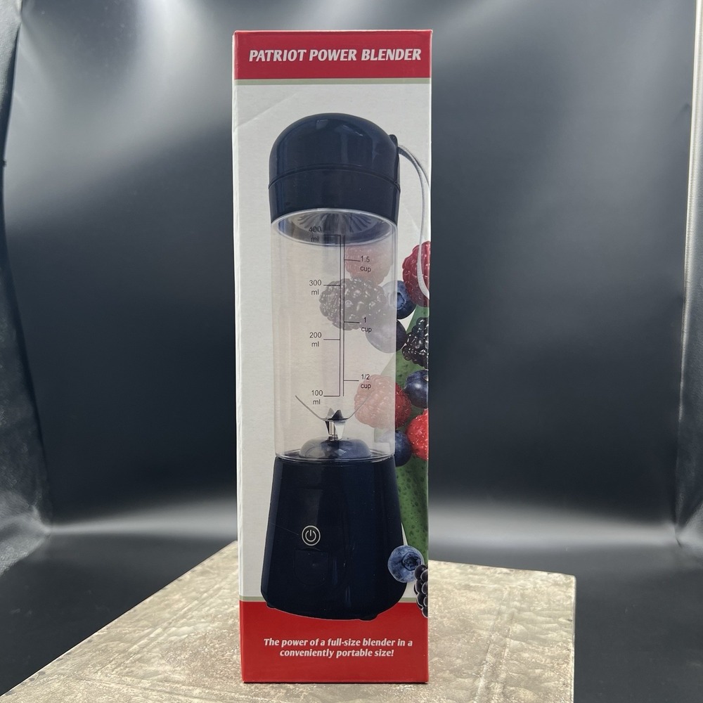 Patriot Power Blender Portable Cordless Mini Blender USB Rechargeable Black NIB